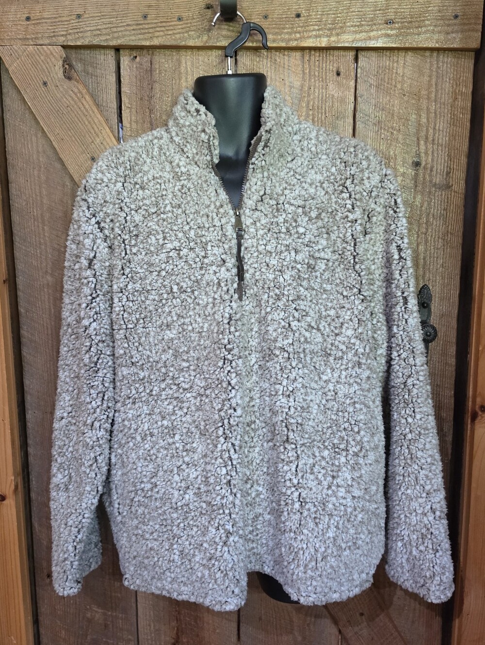 Mountain & Isles Sherpa Mens XL Shirt Quarter Zip Pullover Fleece Oatmeal/Brown